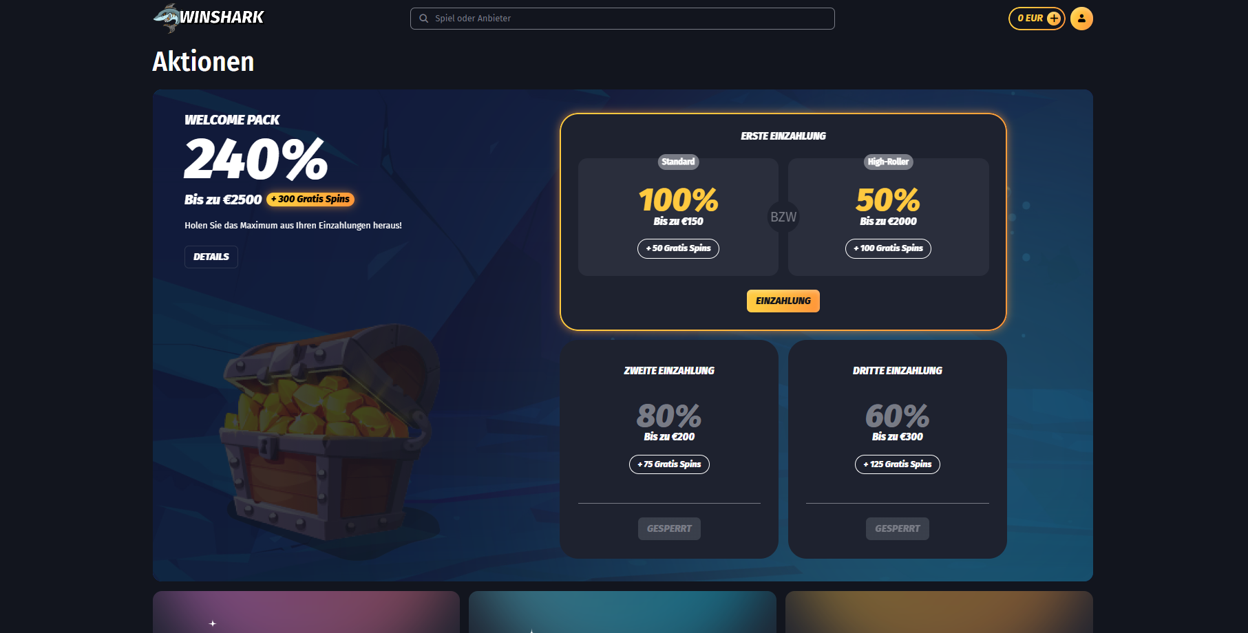 WinShark Casino Willkommensbonus